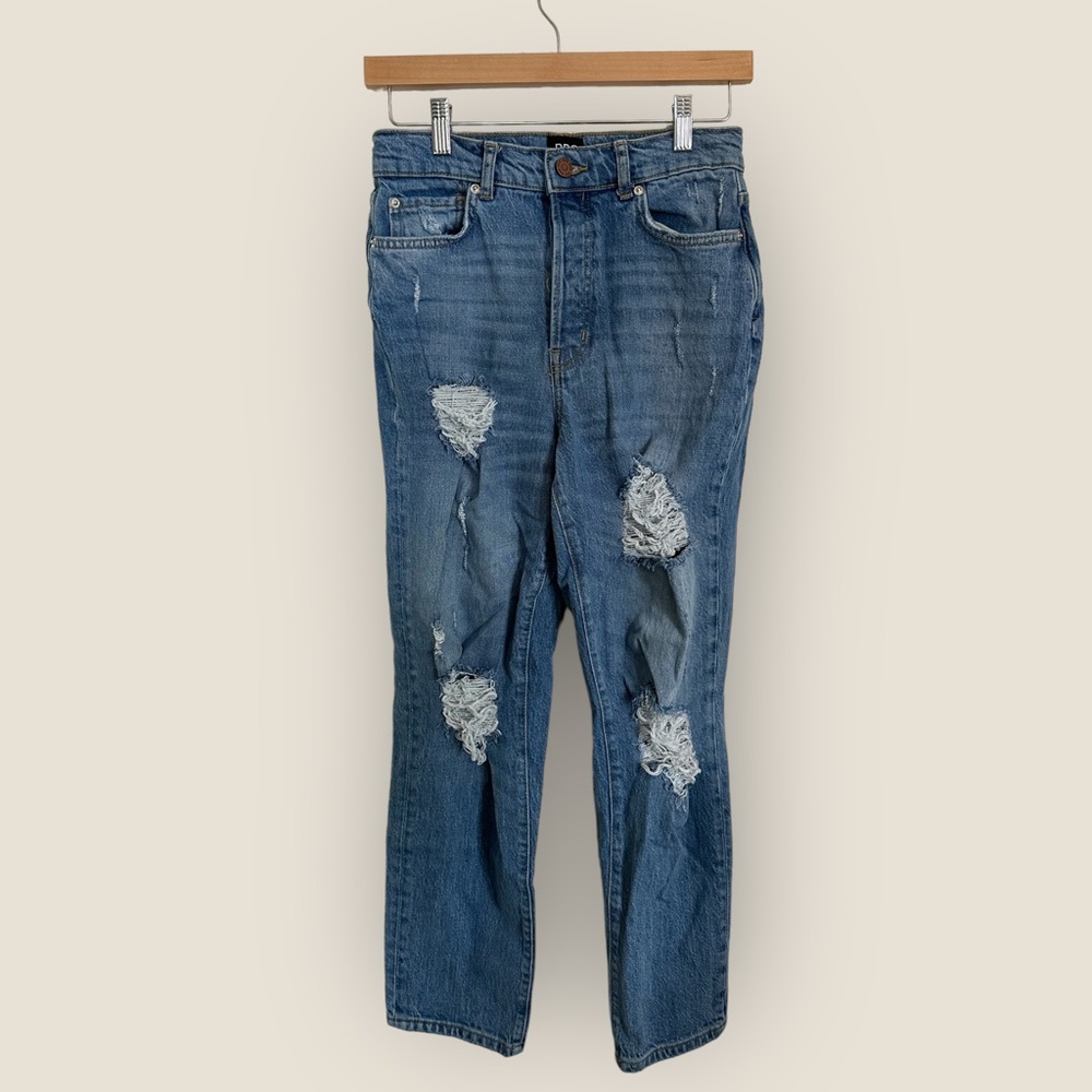 BDG by Urban Outfitters Stretch High Rise Slim Straight Distressed Jeans (27)